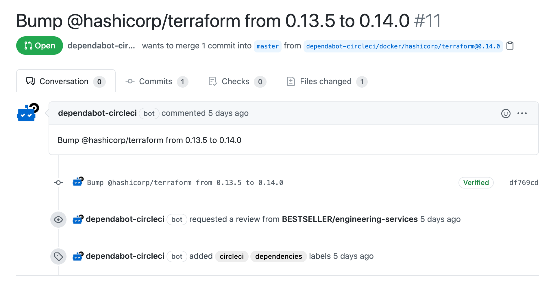 pull request created by dependabot-circleci